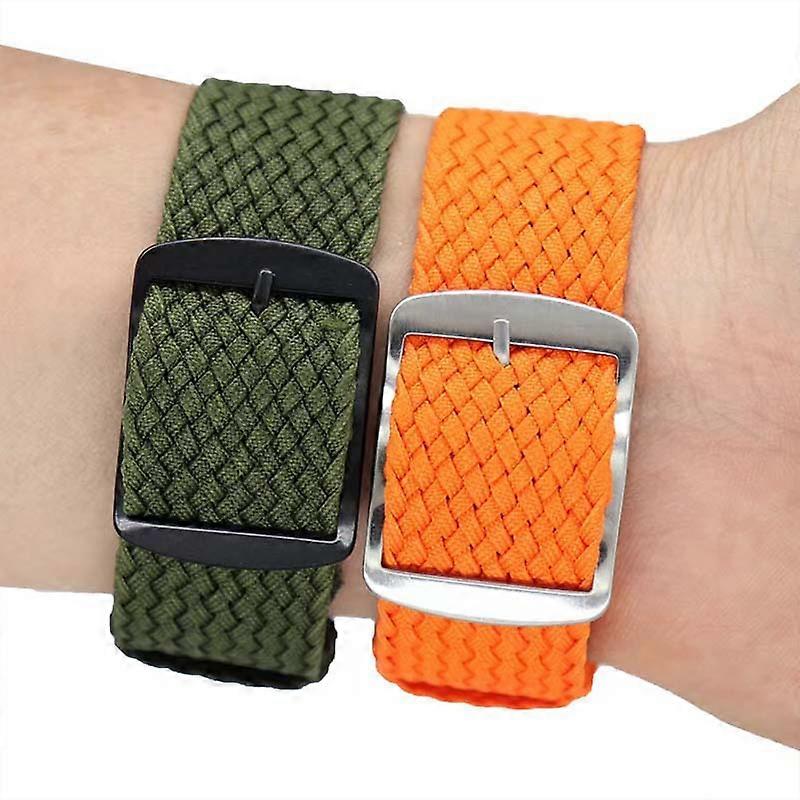 2 Nylon Classic 20mm Watch Straps Green+Orange