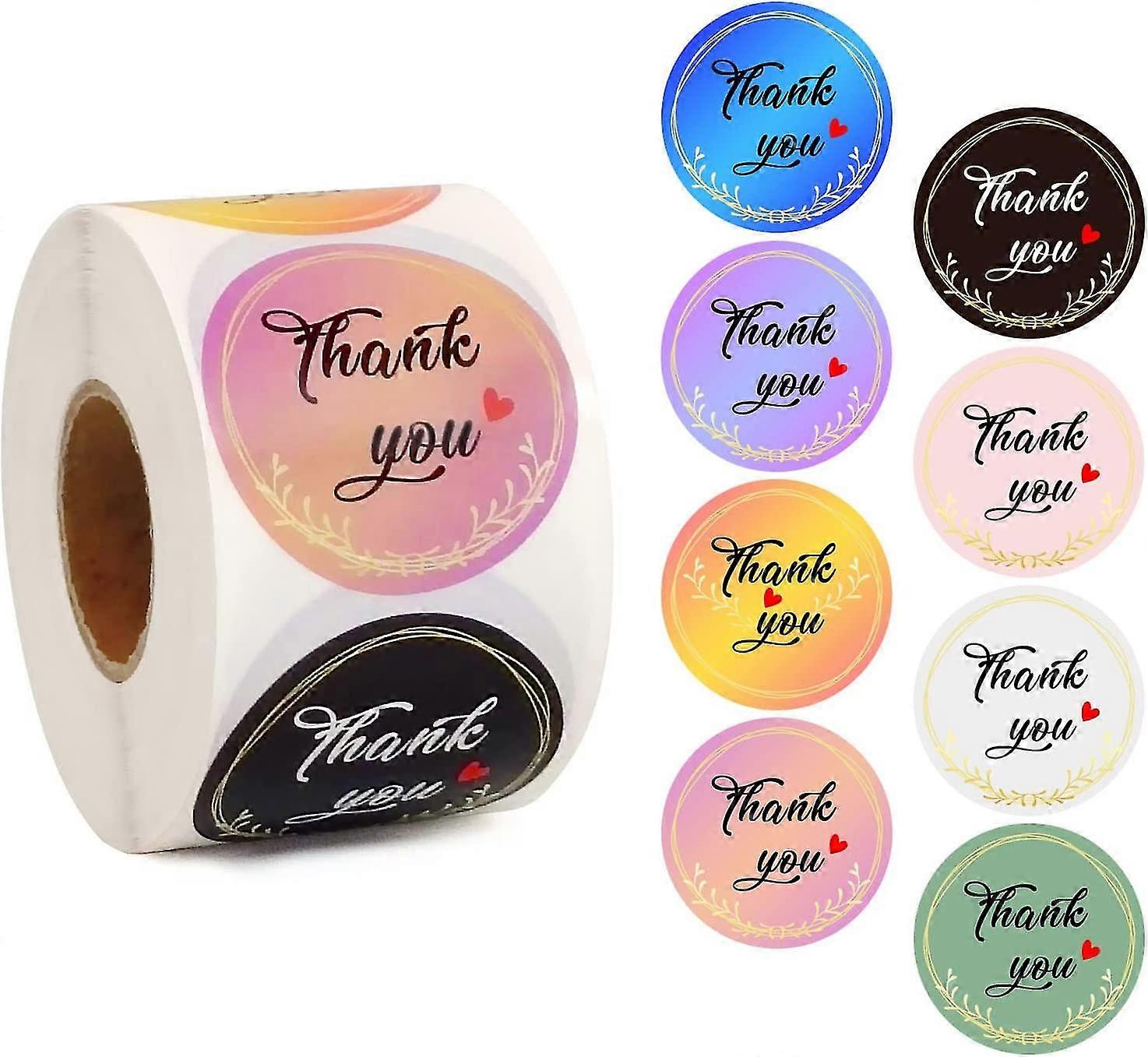 8 Colors 500 Pcs 1.5" Thank You Stickers Roll For Envelopes, Bubble Mailers