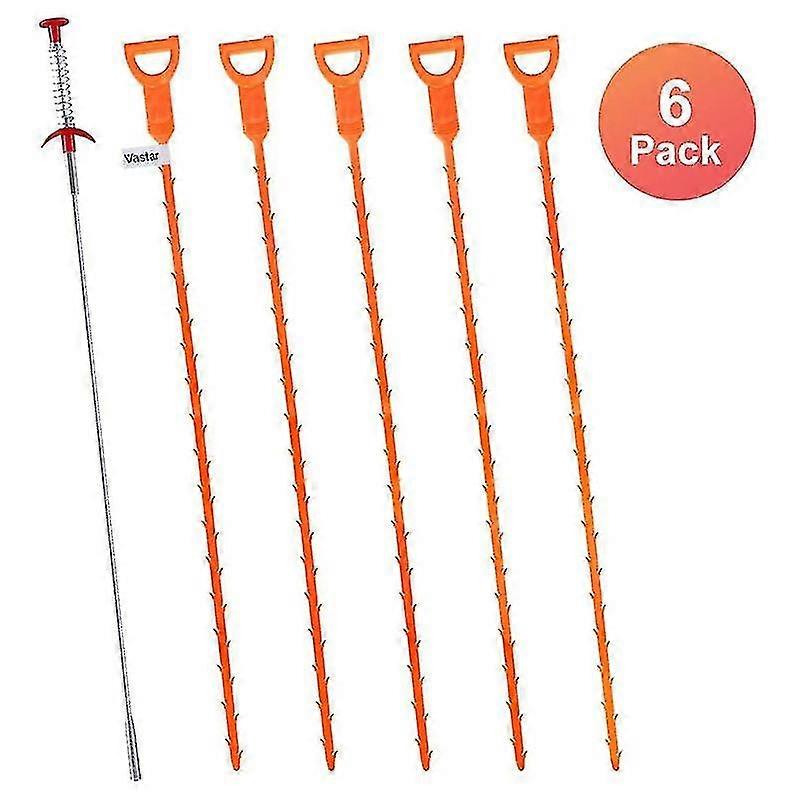 6 Pack Sewer Dredging Tools,hair Drain Clog Remover Drain Relief Auger Cleaning Tool