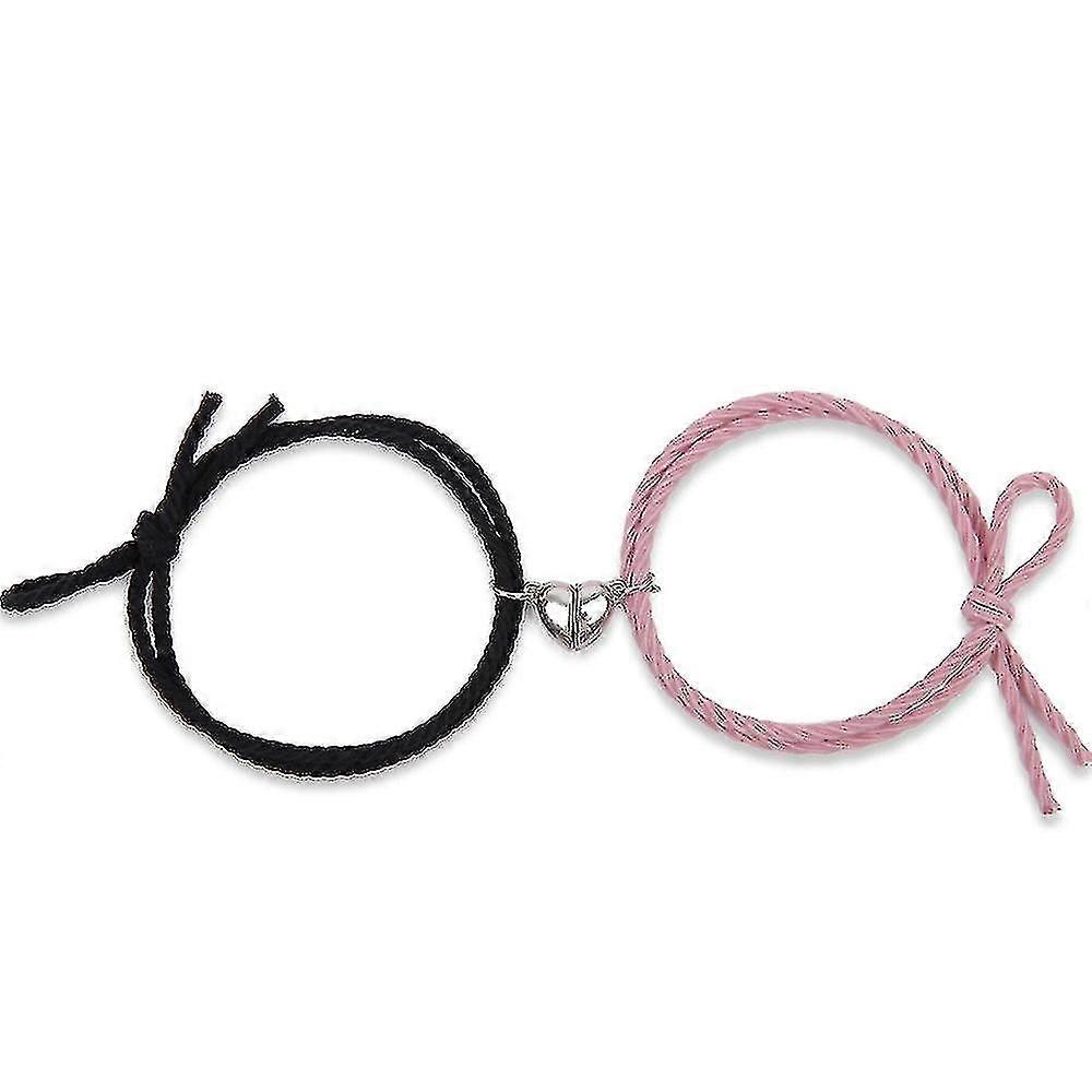 1pair Half Heart Magnetic Bracelet / Creative Lover Bracelets / Valentine Braid