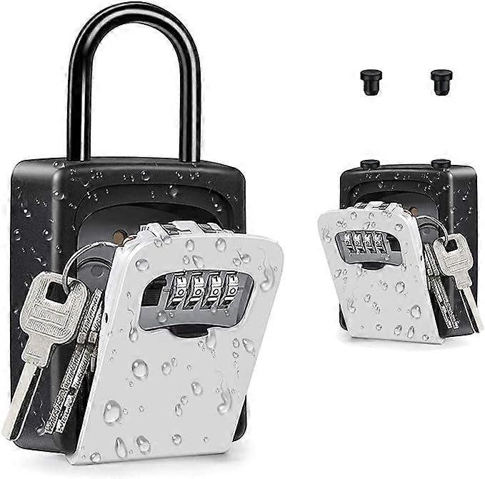 Portable Key Safe with Detachable Handle (No Installation Required) Combo Padlock Key Ring (Silver)