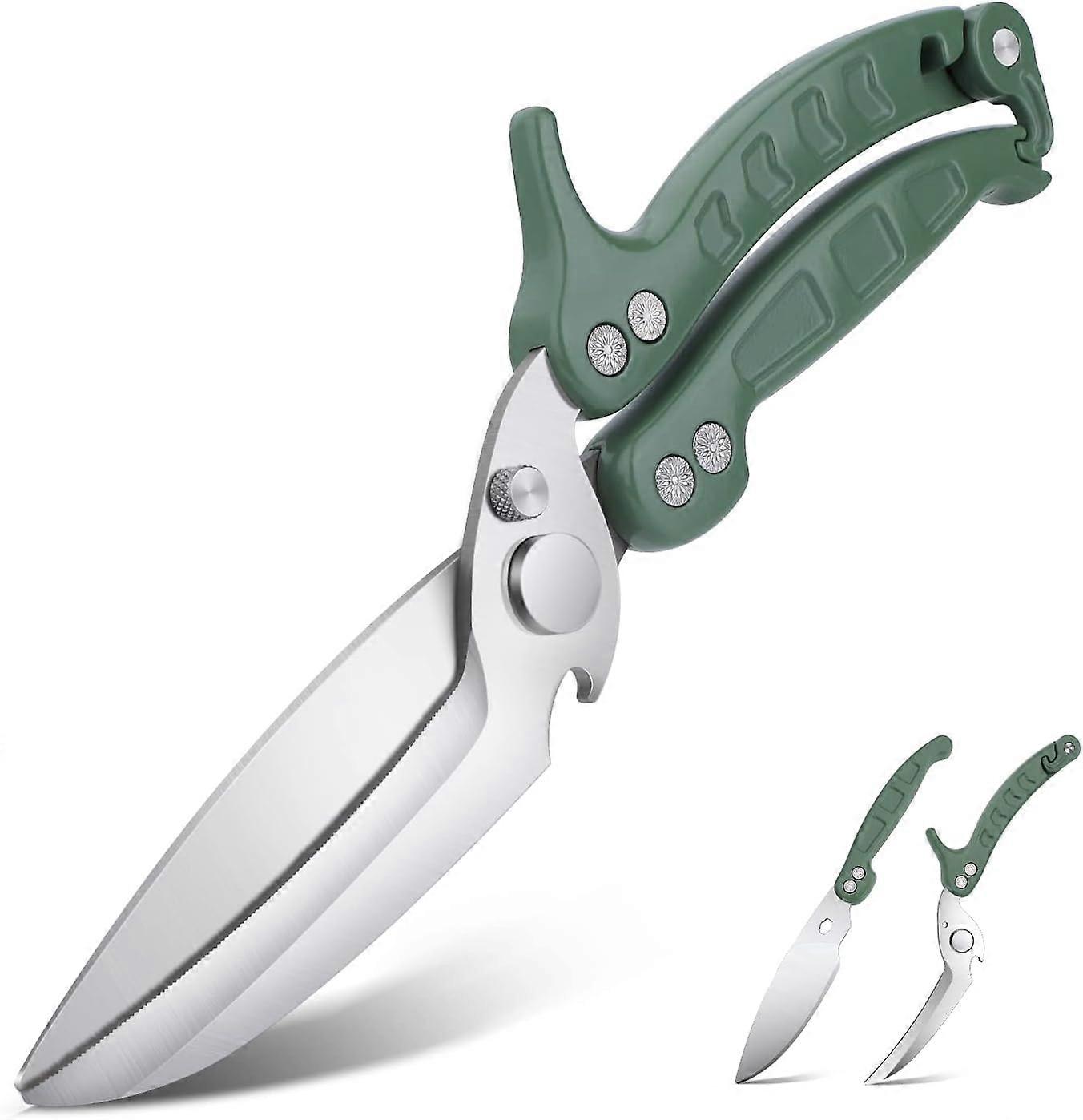 Detachable Poultry Scissors, Shark Tooth Kitchen Scissors, Multi-Function Professional Kitchen Scissors for Cutting Bones, Meat, Poultry, Vegetables a