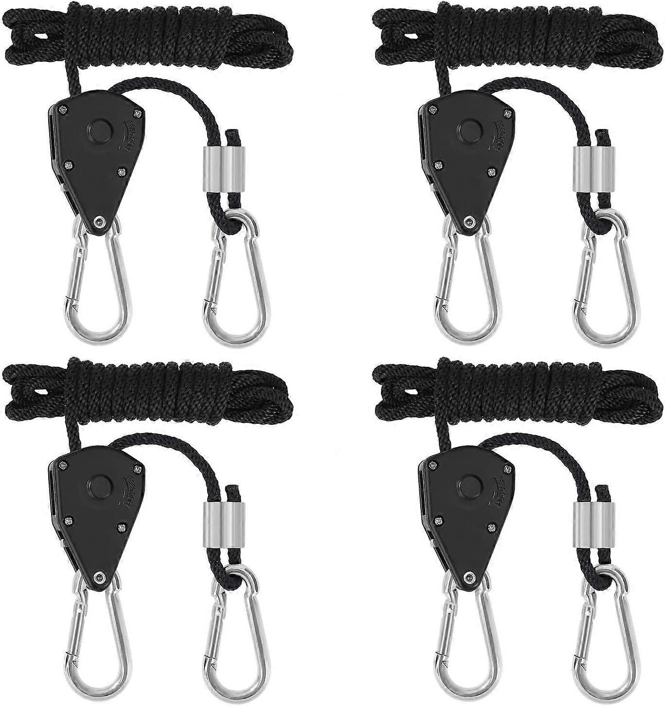 4 Pcs Ratchet Ropes with Hooks for Lamp or Plants, Adjustable Hook Rope 180cm Long (2 Pair)