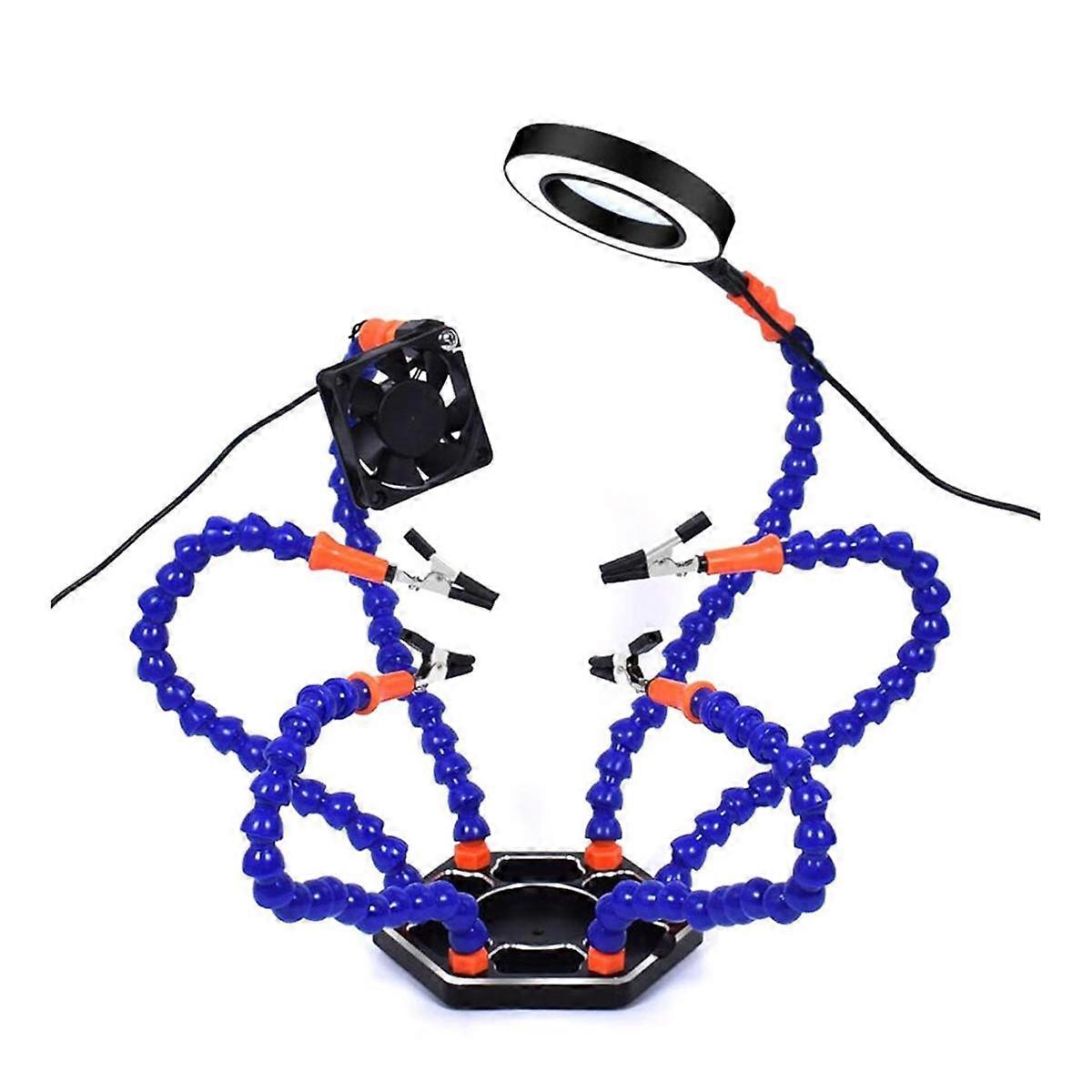 Electronic Soldering Helping Hands Tool with 3X Magnifier LED Flashlight USB Welding Smoke Exhaust