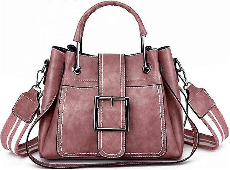 Retro brushed leather shoulder large capacity bag-pink