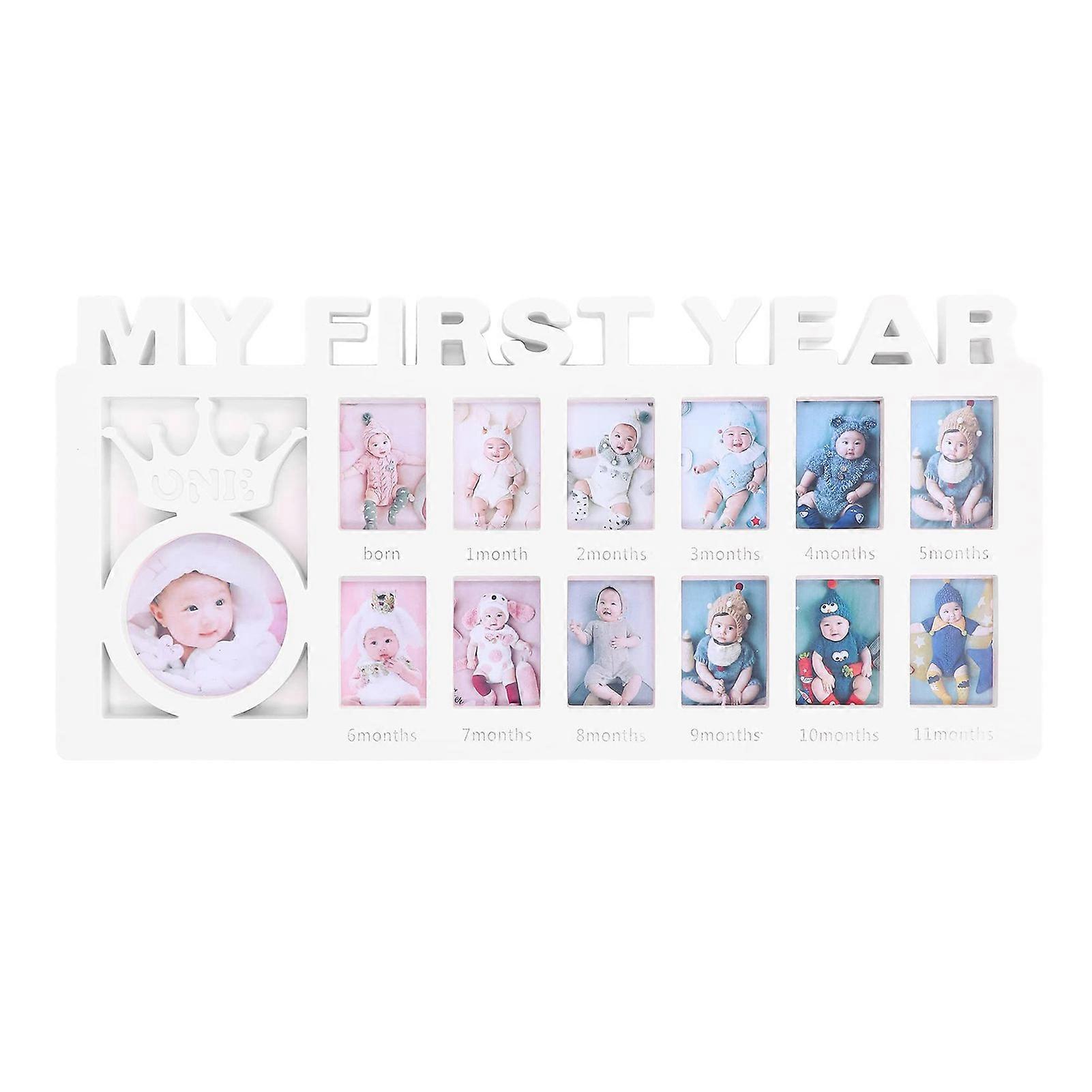 Newborn Photo Frame Baby's My First Year Picture Frame 12 Small Frames with Stand Infant Milestone Frame for Monthly Baby Photo Display