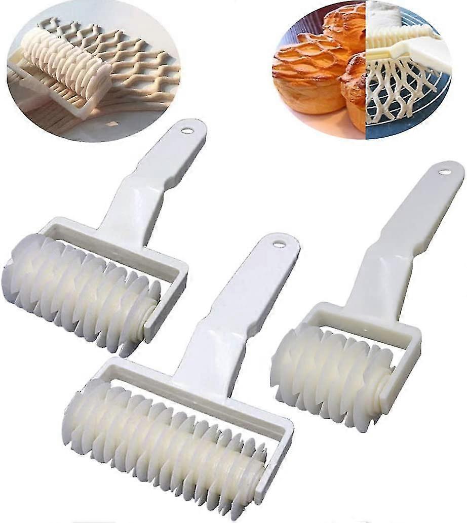 3 pcs grid rolling pin grid roller lattice rolling pin plastic rolling cutter