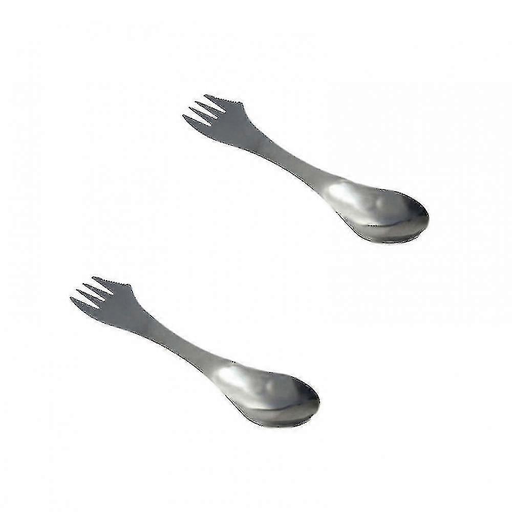 Cookware Sets 2 Pc 3 In 1 Titanium Fork Spoon Spork Cutlery Utensil Combo Kitchen Outdoor Picn