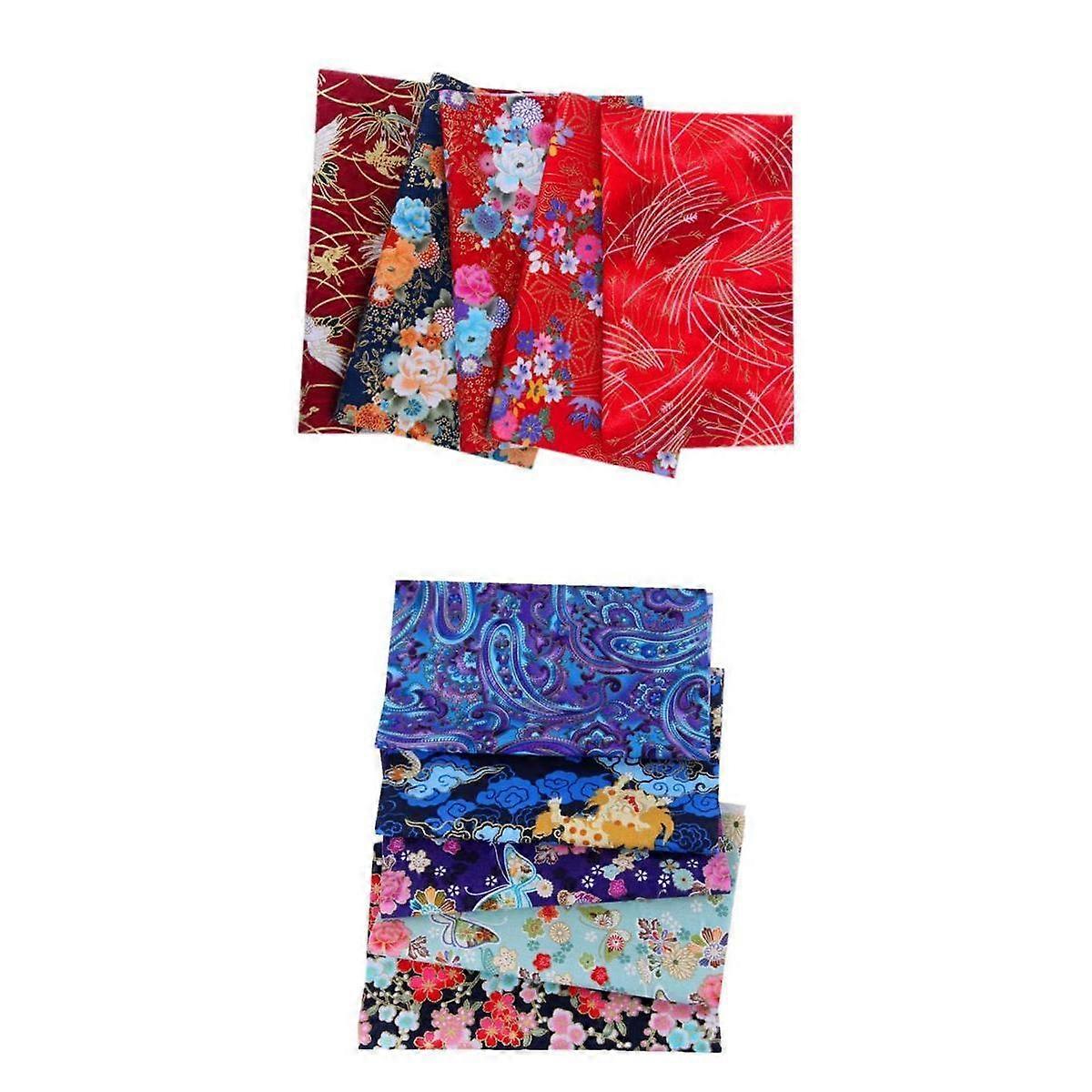 10 Pieces Colorful Cotton Patchwork Sheet Sewing Quilting Fabrics Bundle