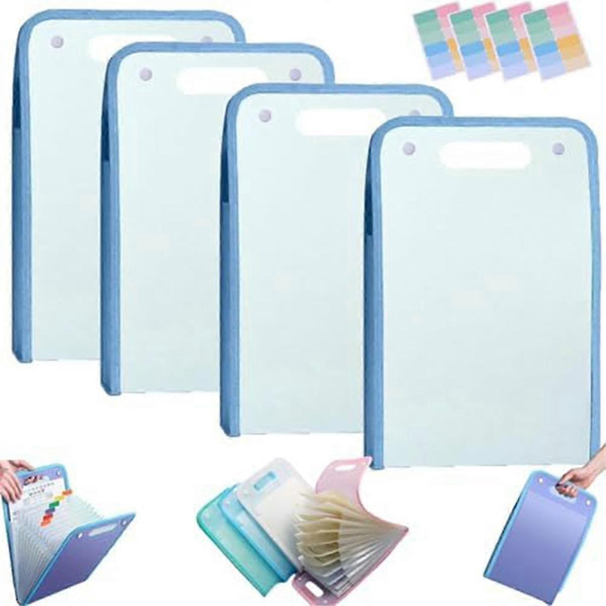 4pcs Extended Waterproof Folder, Vertical File Manager With Handle 13 Pocket A4 Multi-page Portable Office Folders B
