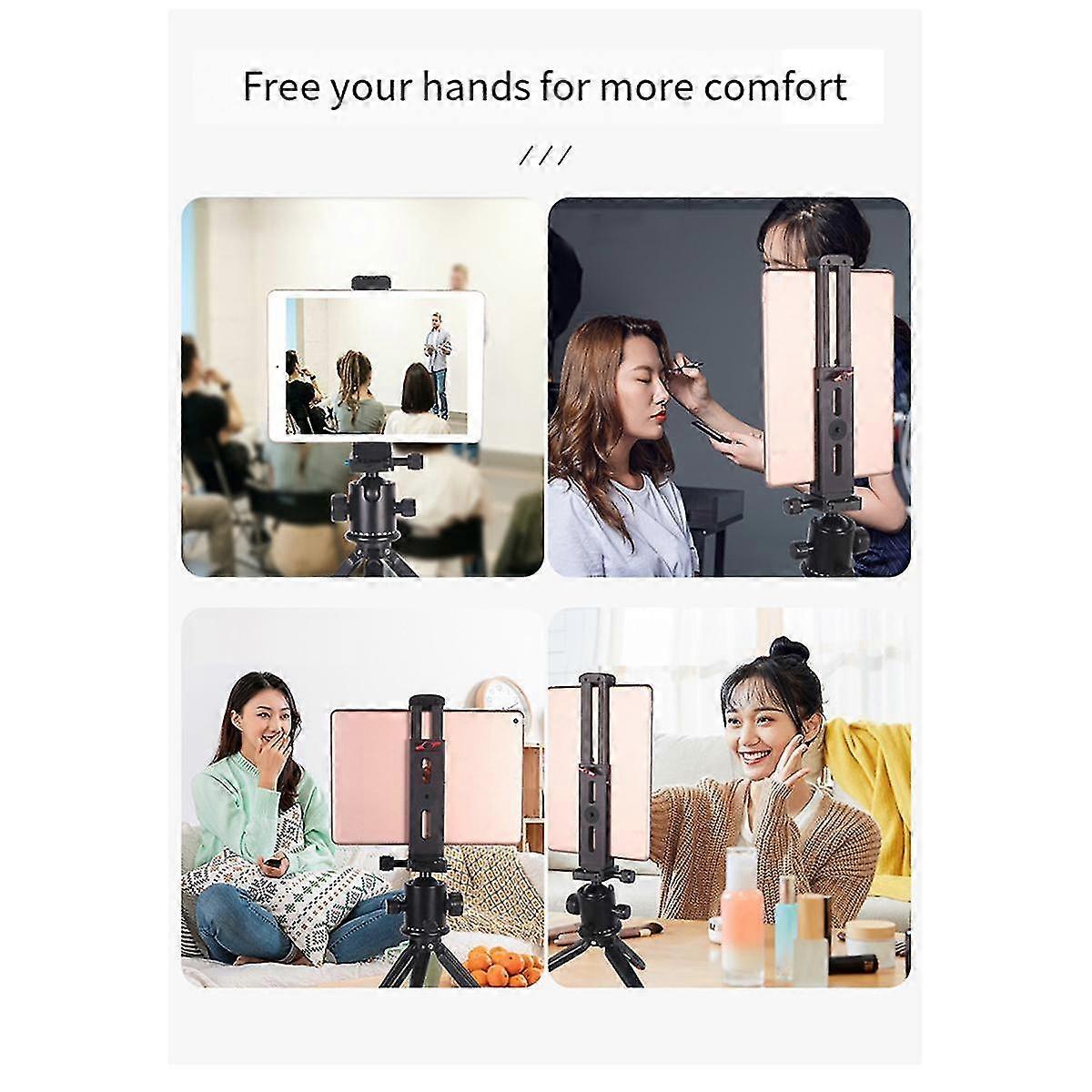 Aluminum Tripod Mount With Cold Shoe Adapter Tablet Clamp Stand Holder 360 Degree Adjustable Tablet Stand