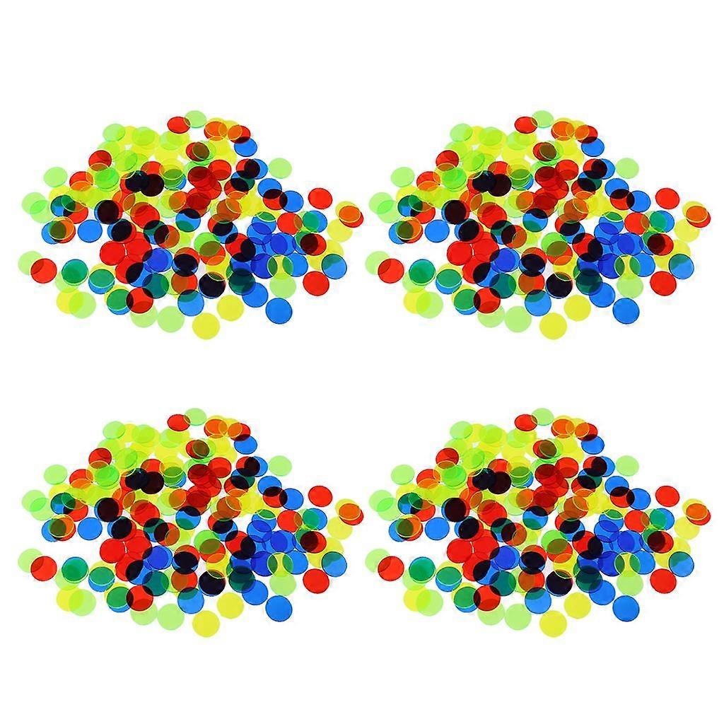 1200 Pieces Bingo Chips Translucent Counters Counting 5 Colors 1.5x1.5cm