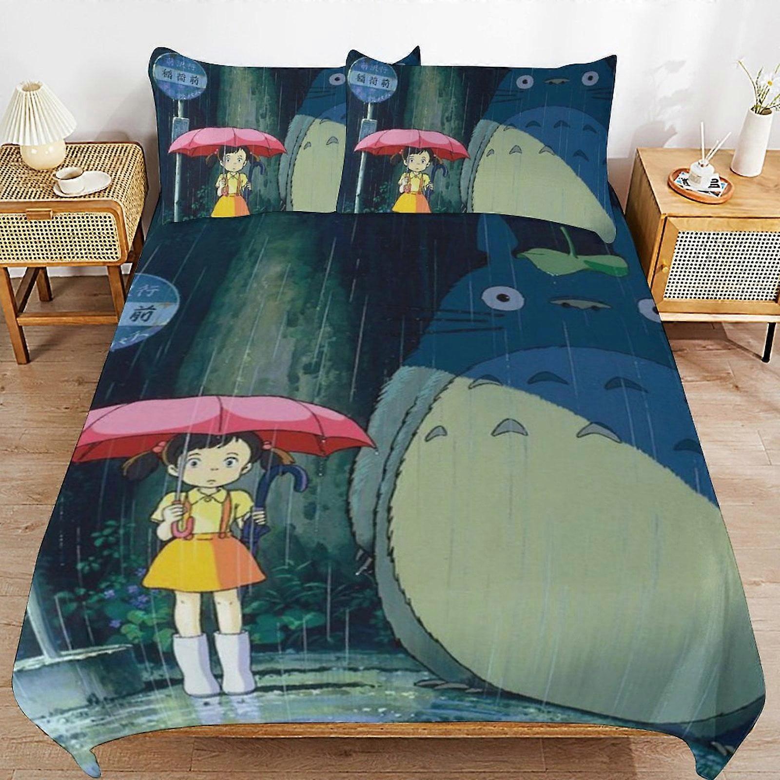 Bedding set GD174 Totoro Comforter Set 3 Pieces Quilt Cover Set Soft Bedding Sets for All Seasons (1 Comforter  2 Pillowcases) HZ174