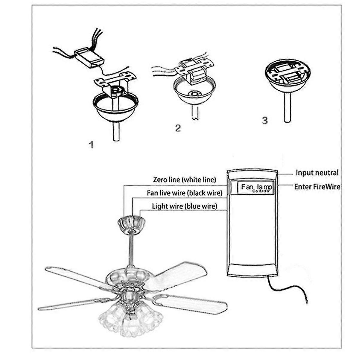 Ceiling Fan Remote Control Kit, Universal Small Size Ceiling Fans Light Remote, Speed, Light & Timi