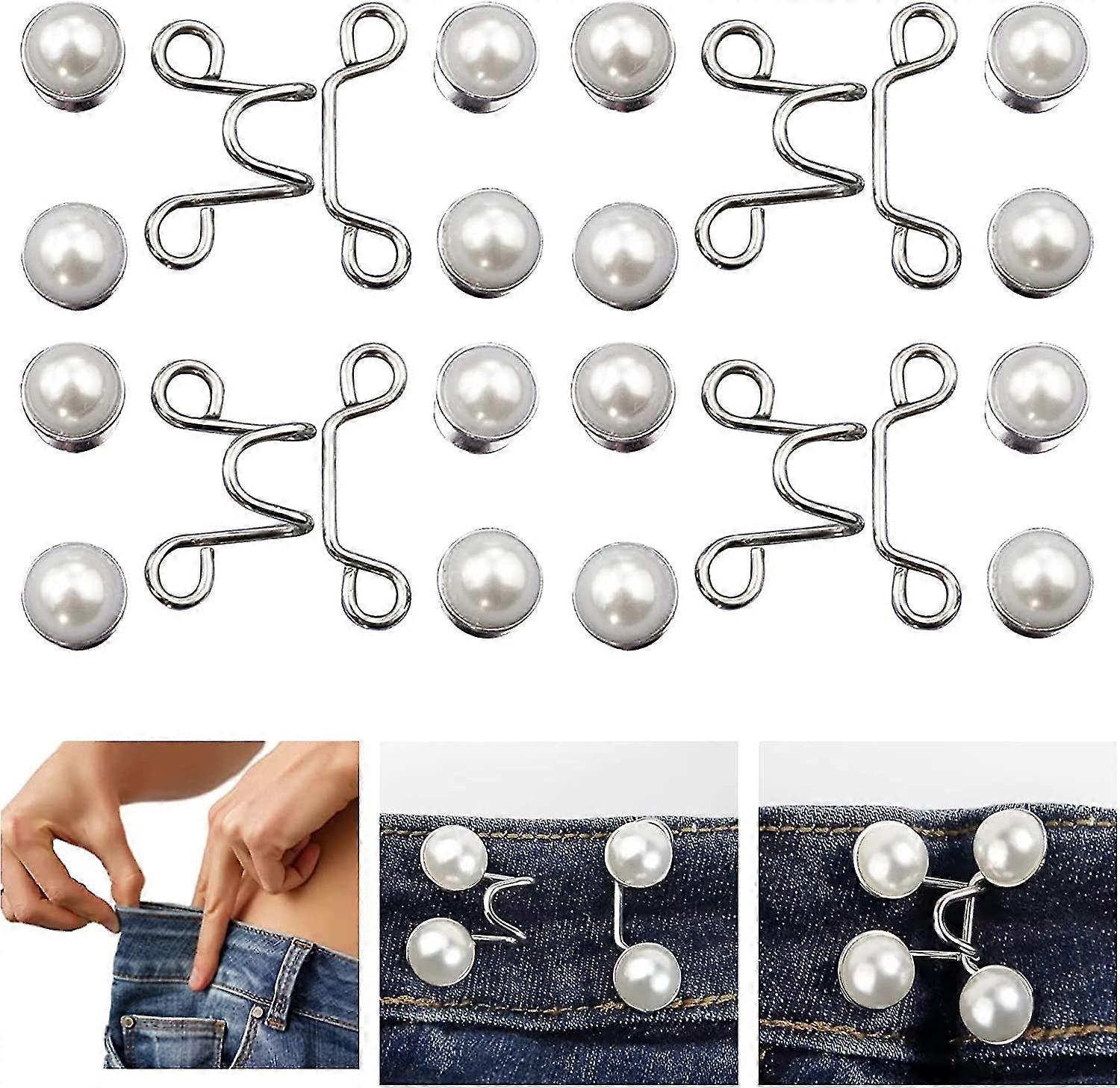 4 Set Pant Waist Tightener, Adjustable Waist Buckle Set  Extra Button For Jeans To Make Tighter  Button Adjuster For Pants  Jeans  Skirts  Sleeves
