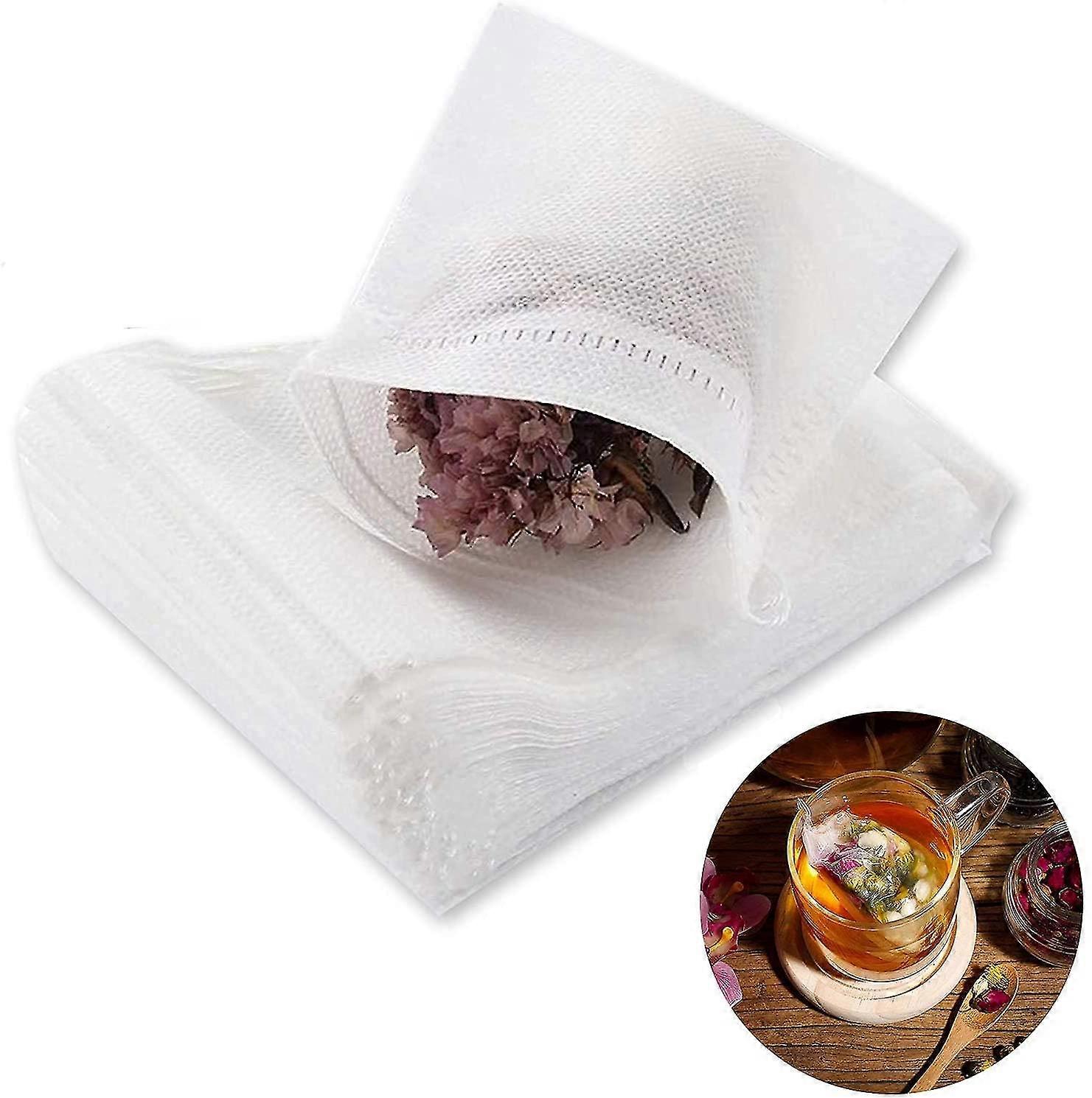 Strainer Tea Bag, Empty Tea Bag with Drawstring, (200 Pcs - White)