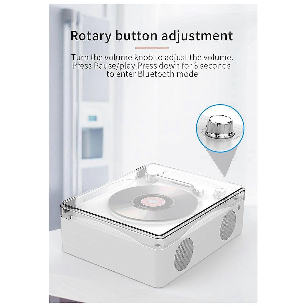 CD Player Bluetooth 5.0 Rechargeable Built-in Speaker HIFI Music Player Lossless Playback Infrared Remote Control,A