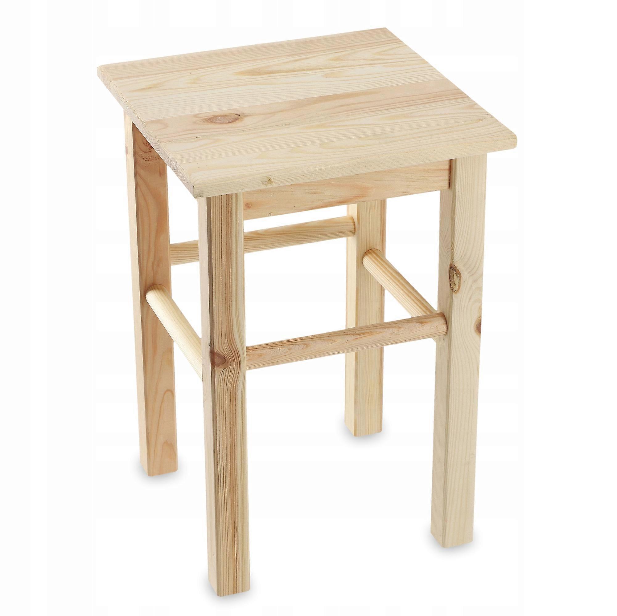 KADAX Wooden Stool Kitchen Stool Chair 43.5cm Solid Pine