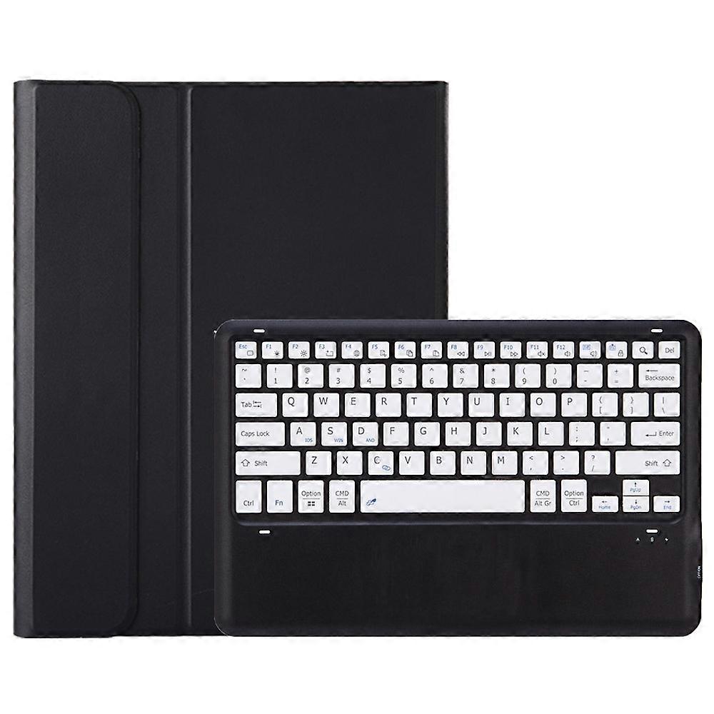 AM26 For Lenovo Tab P12 Ultra-Thin Leather Tablet Stand Cover Bluetooth Keyboard - Black White
