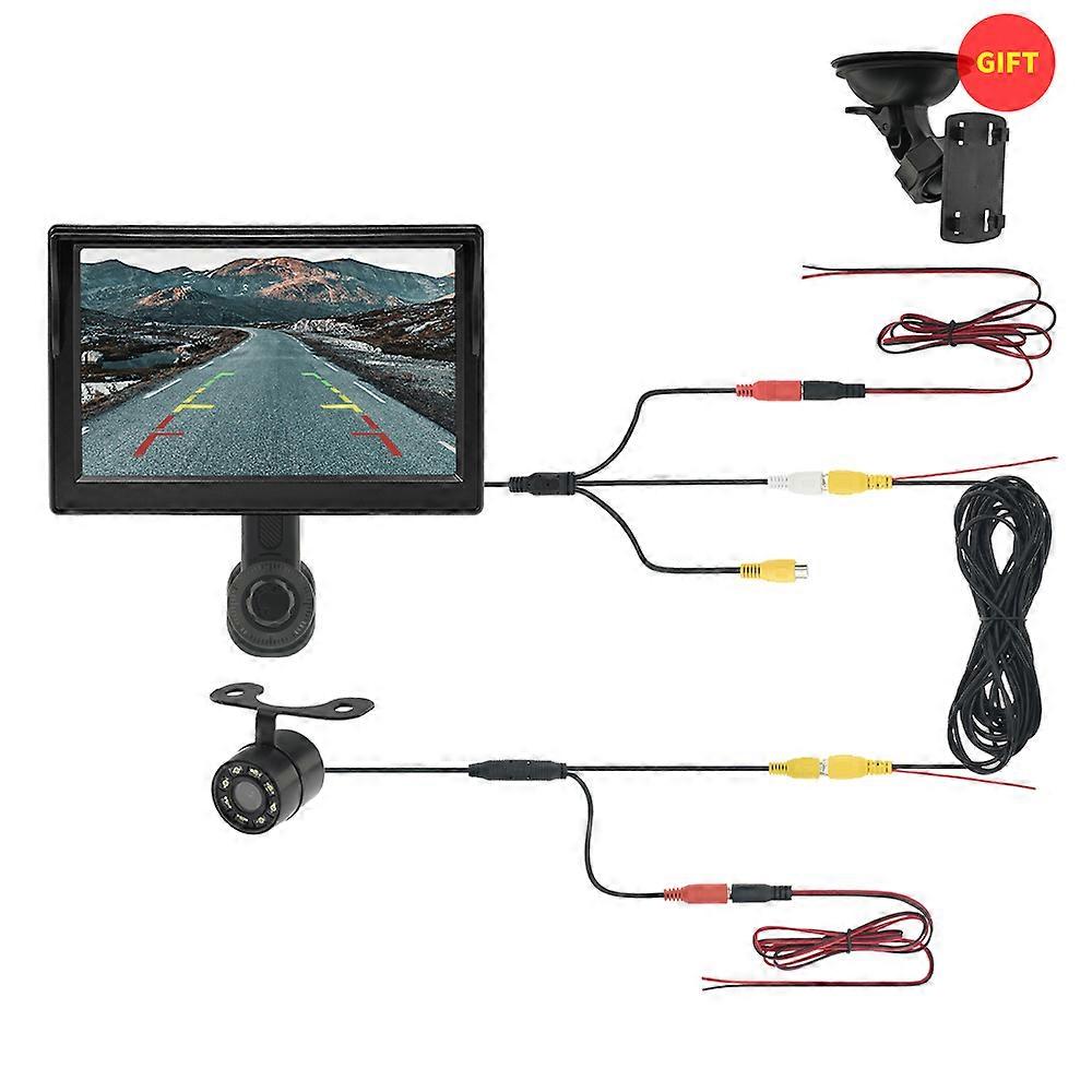 MJDOUD 5 Inch Car Rear view Camera Monitor with Vent Bracket for vehicle Vedio Parking LED Reversing Camera for 5\