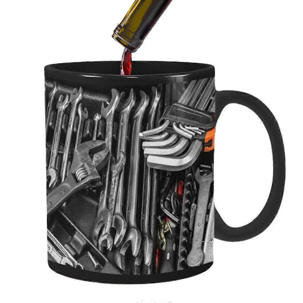HaKeLai Mechanic Toolbox Set Mug Funny Black Ceramic Mug For Coffee Large Toolbox Coffee Cup Tea Mug For Water Whiskey Soup Juice Wine