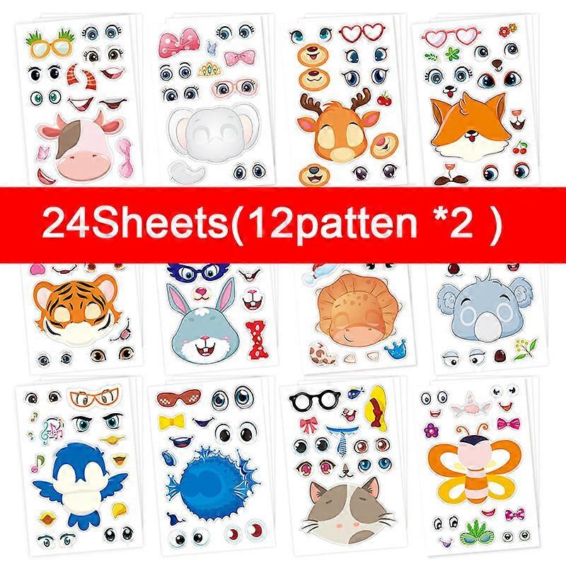 Redkid Creative Kids DIY Stickers Funny Make An Animal Face Assemble Jigsaw Children Puzzle Sticker