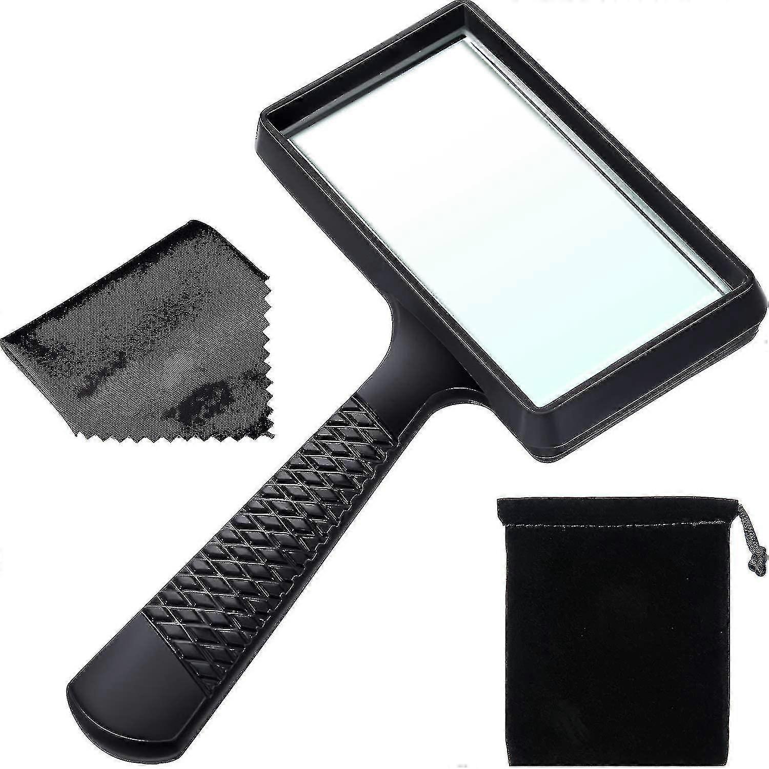 5x Handheld Magnifier Rectangular Magnifying Glass Scratch