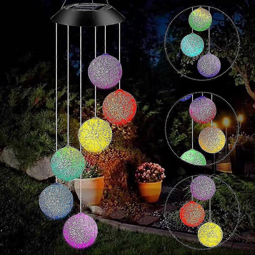 Changing Solar Powered Led Chimes Garden Decoration For Outdoor Courtyard With Hooks