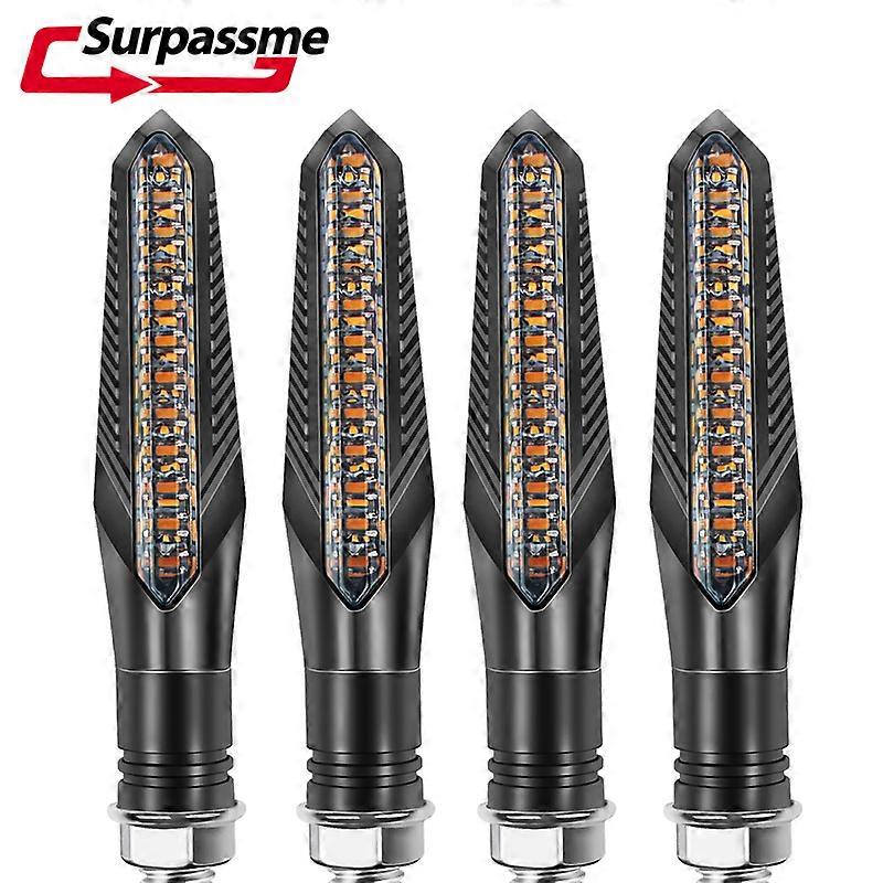 Universal LED Motorcycle Turn Signals Waterproof 12V Amber Flowing Water Flexible Rear Lights Indicators Flasher Blinker LampMotor Vehicle Lighting