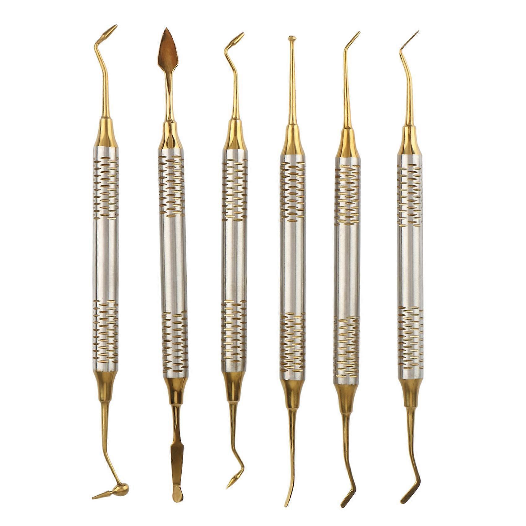 6Pcs Dental Instrument Composite Resin Filling Spatula Titanium-Plated Head Filling