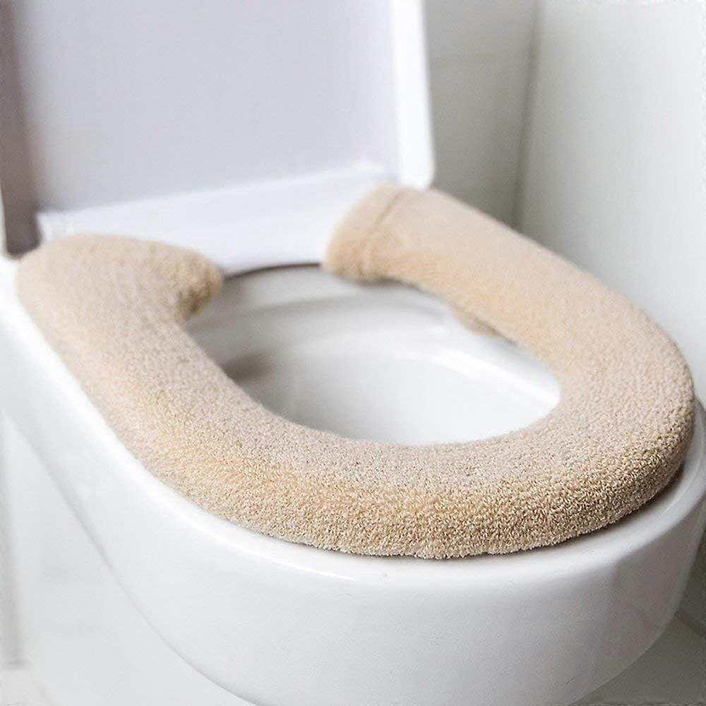 Thick Toilet Seat Cover - Antibacterial - Warm, Universal - Beige