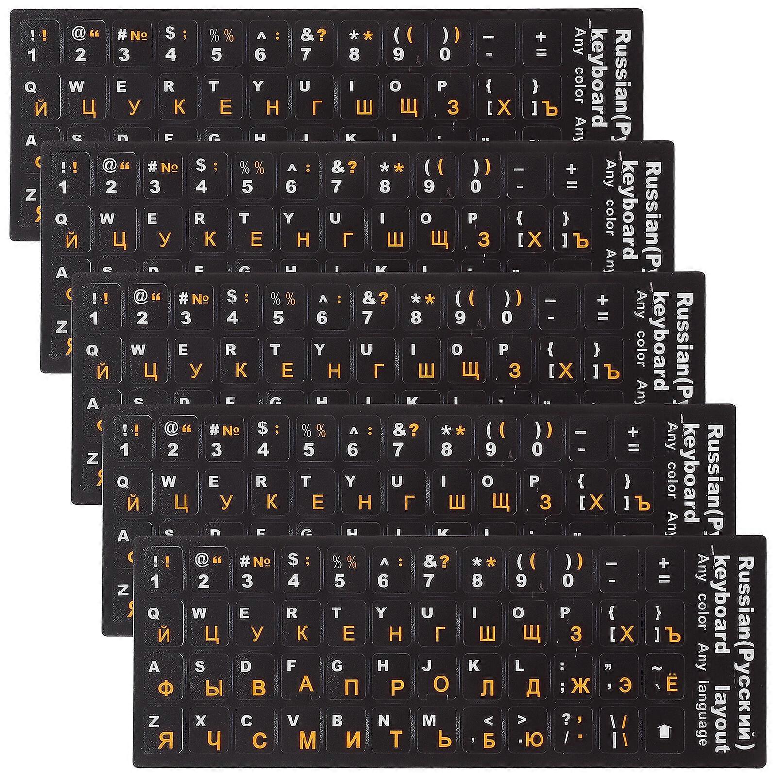 5 Sheets Keyboard Sticker Russian Keyboard Label Decoration Computer Accessory