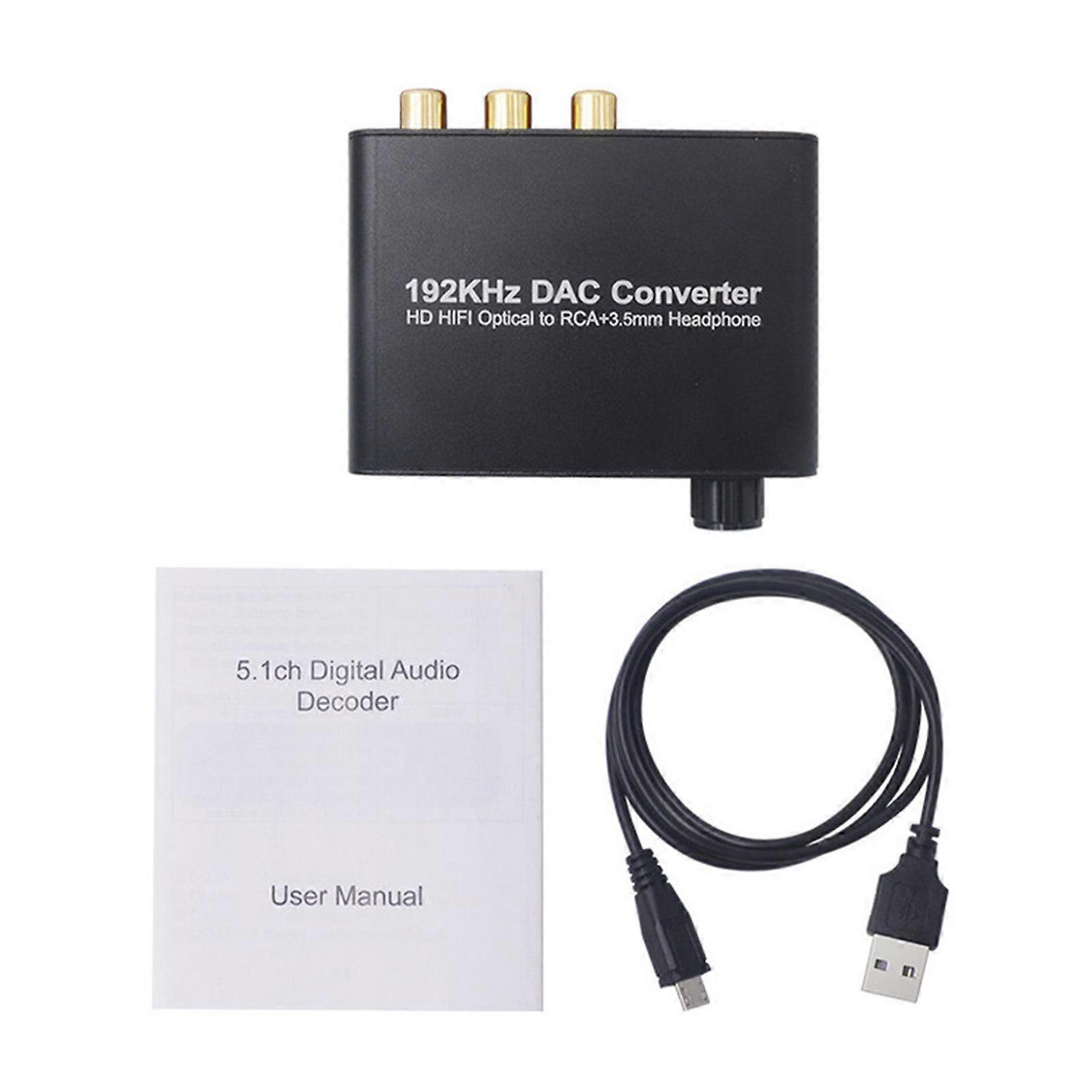 Digital to Analog Audio Converter Digital Optical to Analog RCA L/R + USB Cable