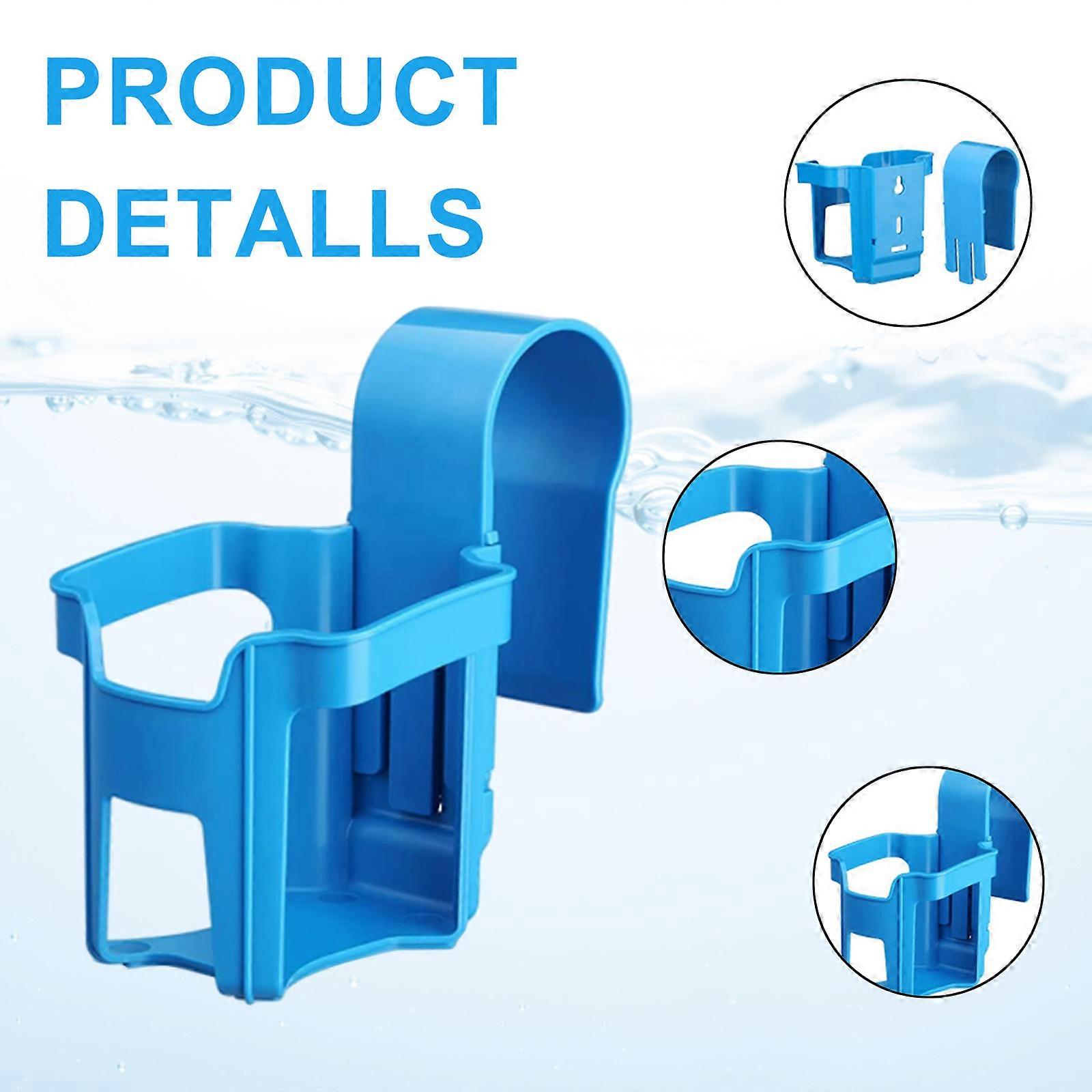 מחזיקת גביע לצד הבריכה - כחול | מתאים לרוב הבריכות עם מוטות עליונים עגולים של 2 אינץ' או פחות | שמור את המשקה שלך לצד הבריכה