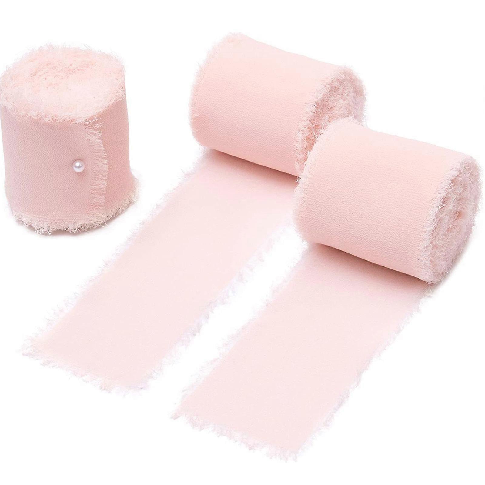 Nastro in chiffon con frange per bouquet di fiori, nastro fatto a mano in sabbia e nudo per la confezione regalo
