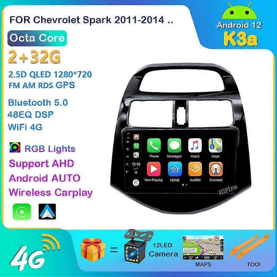 Android 12 Car Radio Player For Chevrolet Spark 2011-2014 Navigation GPS WIFI Carplay Stereo Auto 6G 128G 1280*720P No DVD