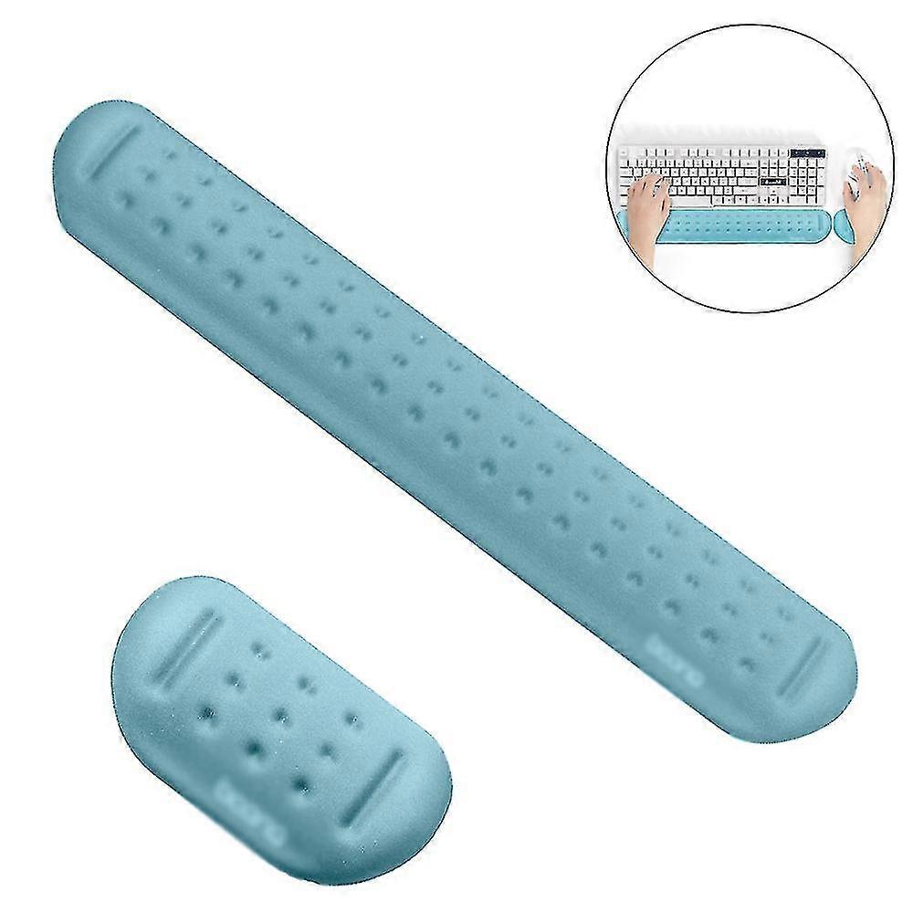 1 Set Memory Foam Mouse & Keyboard Wrist Rest Support Pad Cushion Set Compatible With Computer, Laptop, Office Work, Pc Gaming - Massage Holes Design