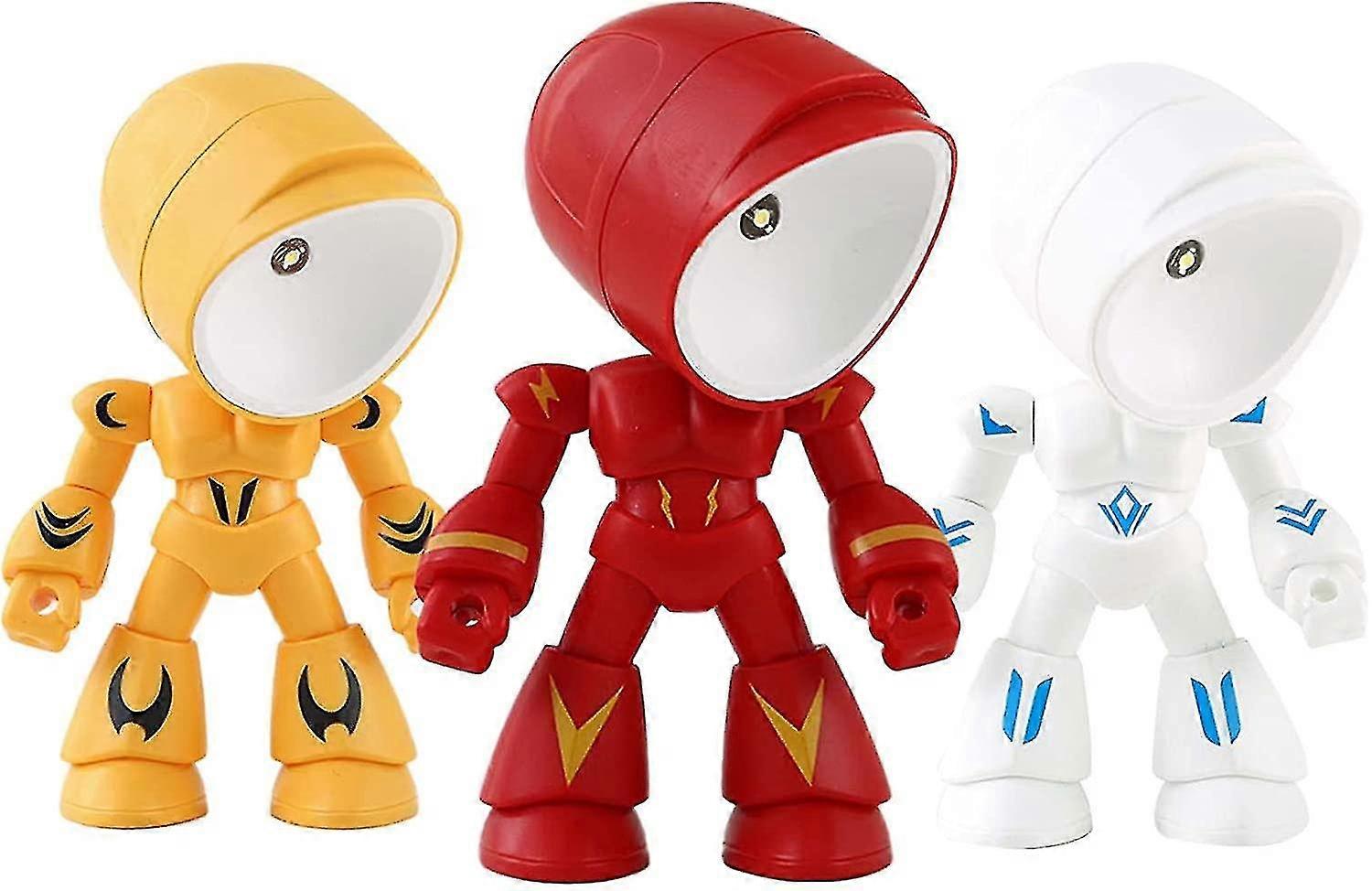 3pcs Mini Led Mecha Night Light Cute Small Hero Figure Lamp Foldable Robots Small Table Lamp Gift For Birthday