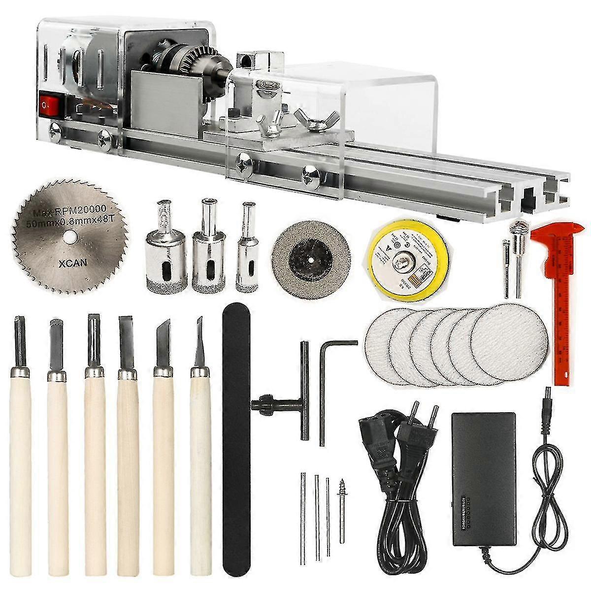 Mini Lathe Machine Diy Woodworking Wood Lathe Milling Machine Grinding Polishing Beads Drill Tool S