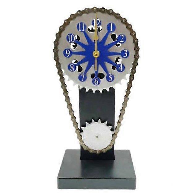 Vintage Chain Gear Rotating Clock Desktop Clocks Personalized Art Hands Decor blue