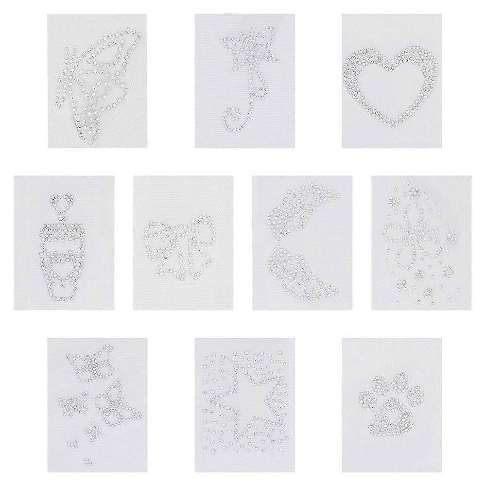 1Set Iron on Decals Middle East Rhinestone Transfers Patches Hotfix Rhinestone Sheet Mixed Shapes Crystal 20pcs/set