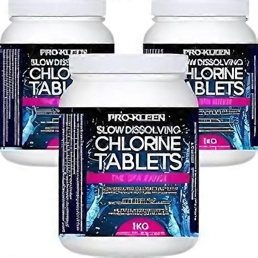 Pro-Kleen 1KG Slow Dissolving 70% Chlorine 50 Tablets per Tub x 3