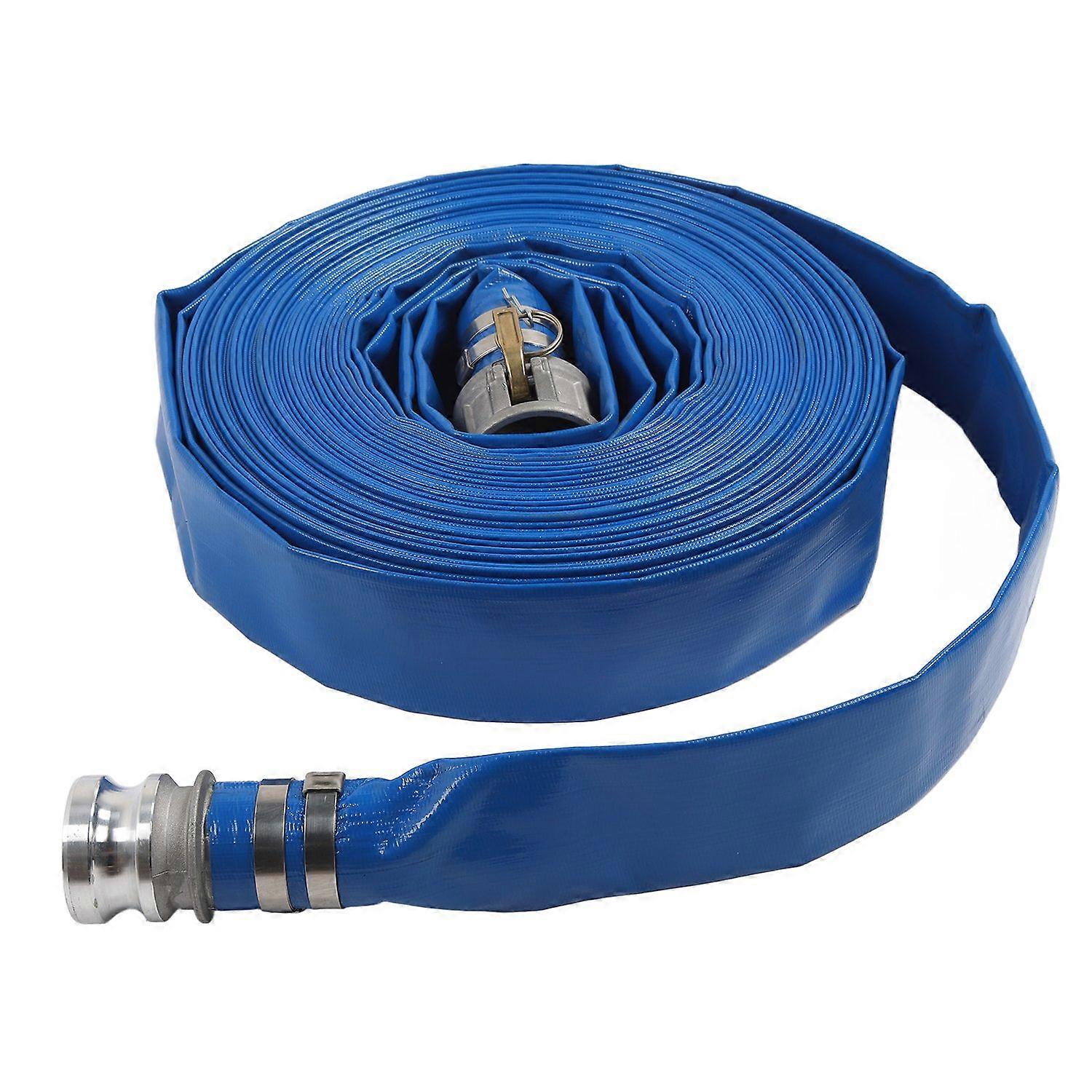 Lay Flat Hose PVC 51mmx1.35mmx30m 6 Bar High Pressure Pump Discharge Hose with Fitting for Pool