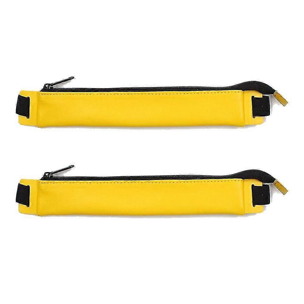 Pencil Case (2 Pack), Pu Leather Pen Pencil Pouch Holder Stationery Zipper Bag With Elastic Strap For Pens, Pencils,eraser