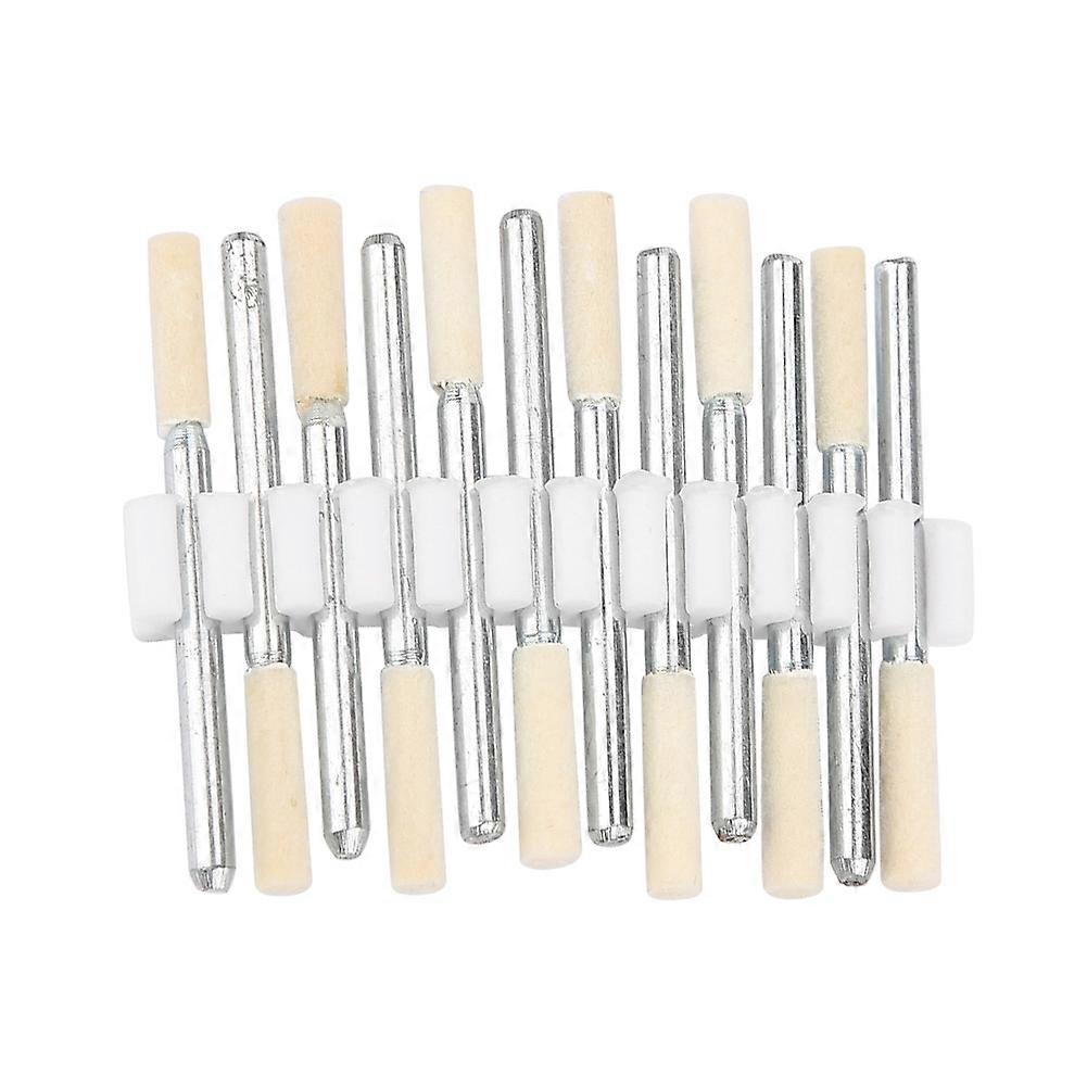 12pcs Cylindrical Wool Grinding Polishing Head Buffing Wheel 3mm Shank for Rotary Tool (3mm)