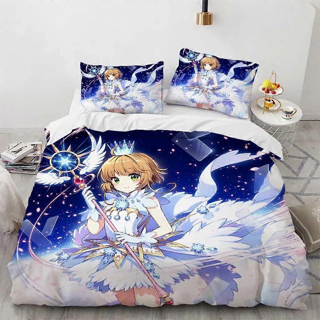 x1881 lakanat Anime Cardcaptor Sakura vuodevaatteet Pojat Tytöt Twin Size Pussilakana Tyynyliina Sänky pojat Aikuisten makuuhuone 3-osainen vuodevaatesetti (1 peitto