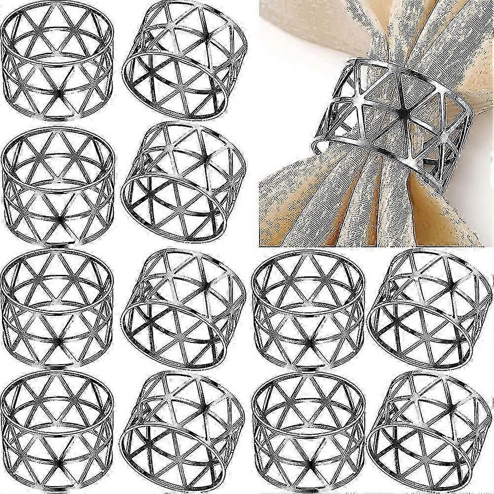 خواتم منديل،12 قطعة جوفاء خارج حلقات منديل أصحاب منديل خاتم Serviette