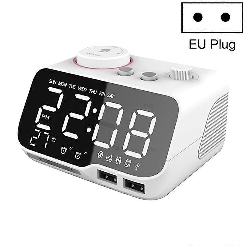 M9 Wireless Bluetooth Speaker Multifunctional Desktop Alarm Clock Support TF Card & U Disk & AUX EU Plug