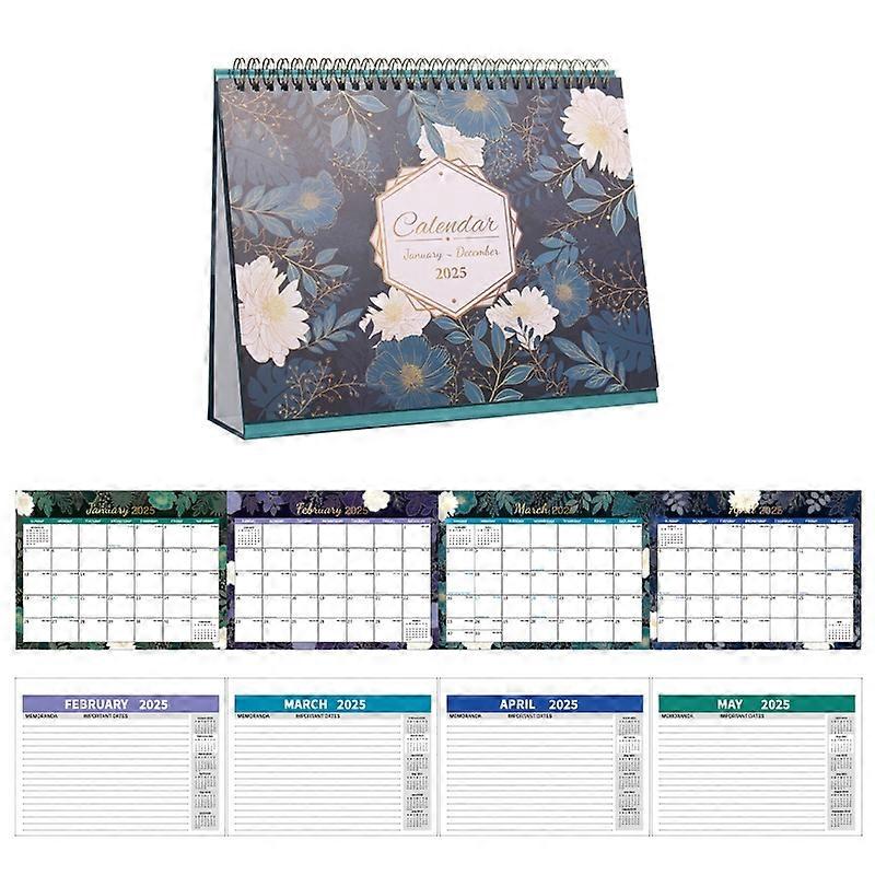 2025 January-December English Desk Calendar Desktop Annual Memo Ornament Flip Page Notebook