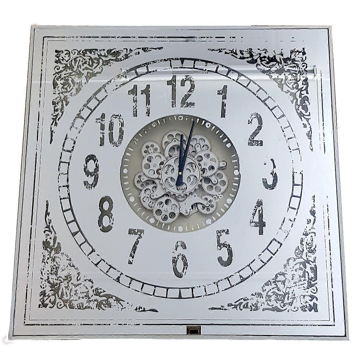 Riquier Large Square Persian Mirrored Moving Cogs Clock
